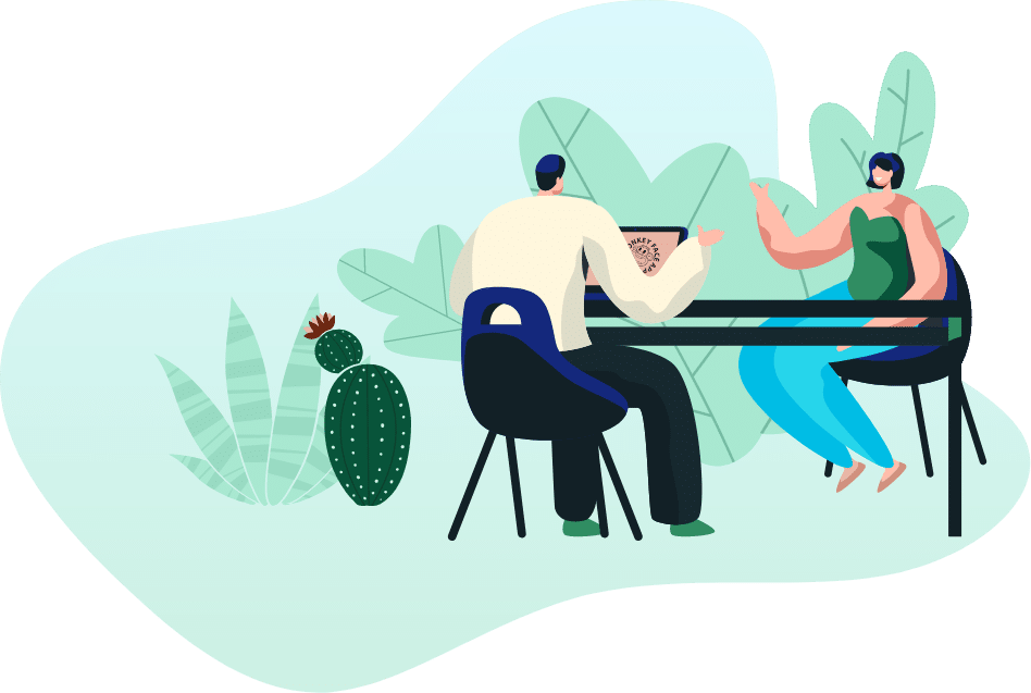 2 person talking