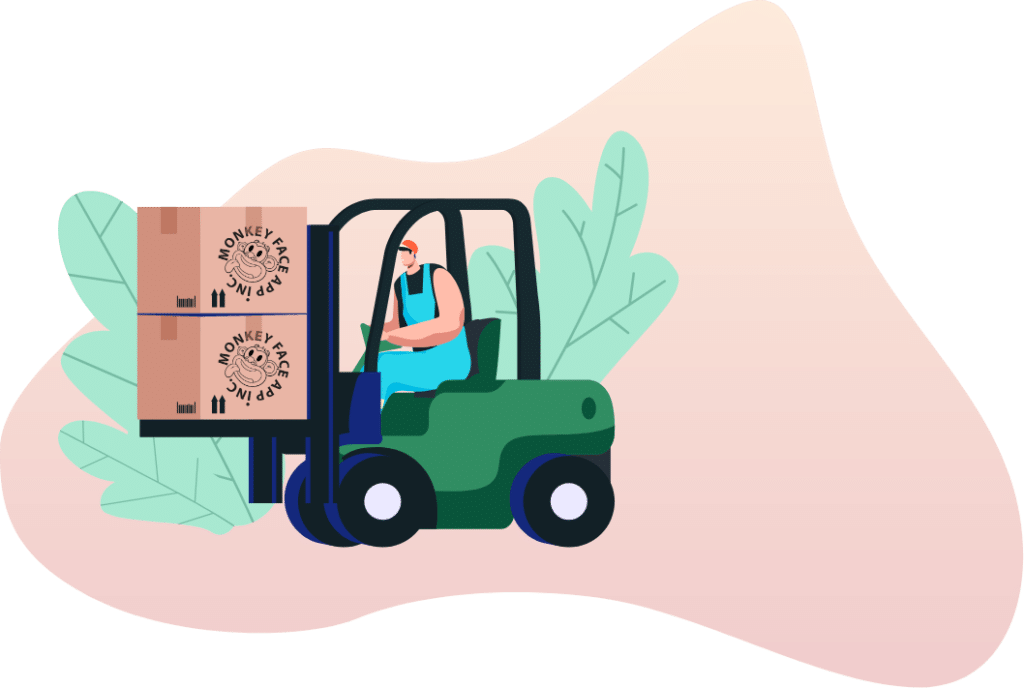 a man driving a forklift car